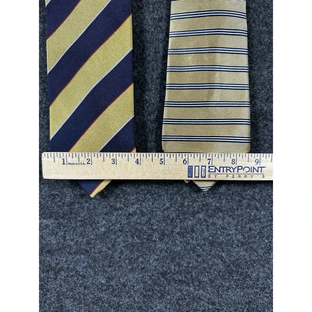 Set‎ Of 2 Jos.A.Bank Collection Navy Gold Stripe Silk Necktie Pre-owned 4